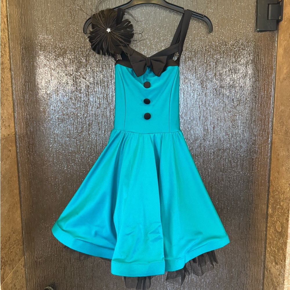 Turquoise Dress with Black Accents